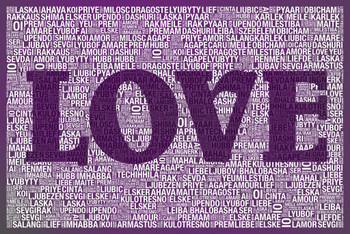 Laminated Words Love II Purple Art Print Poster Dry Erase Sign 18x12
