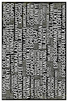 Laminated Words Coffee Black Poster Dry Erase Sign 12x18