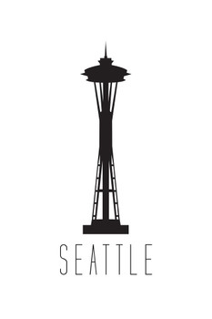 Laminated Cities Seattle Space Needle White Poster Dry Erase Sign 12x18