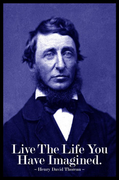 Laminated Henry David Thoreau Live The Life You Have Imagined Blue Poster Dry Erase Sign 12x18
