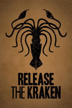 Laminated Release The Kraken Brown Poster Dry Erase Sign 12x18
