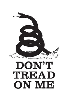 Laminated Gadsden Flag Dont Tread On Me Rattlesnake Coiled Ready To Strike White Poster Dry Erase Sign 12x18