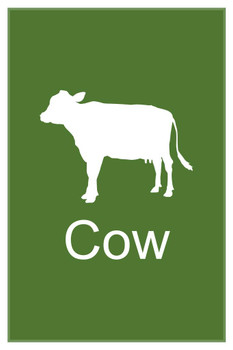 Laminated Farm Animal Cow Silhouettes Classroom Learning Aids Barnyard Farming Farm Green Poster Dry Erase Sign 12x18