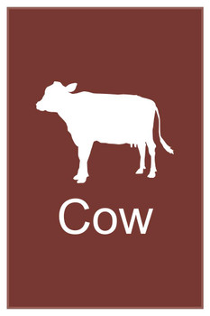 Laminated Farm Animal Cow Silhouettes Classroom Learning Aids Barnyard Farming Farm Brown Poster Dry Erase Sign 12x18