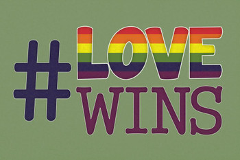 Laminated Love Wins Rainbow II Hashtag Poster Dry Erase Sign 12x18