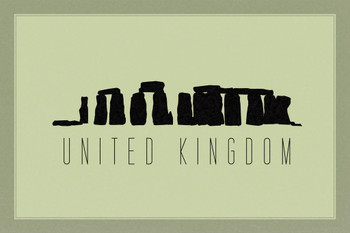 Laminated Landmark United Kingdom Stonehenge Prehistoric Monument Tan Poster Dry Erase Sign 18x12