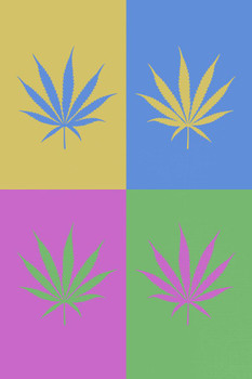 Laminated Marijuana Weed Pot Cannabis Joint Blunt Bong Leaves Pop Art Pastel Poster Dry Erase Sign 12x18