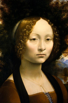 Laminated Leonardo da Vinci Ginevra de Benci 15th Century Portrait Painting Poster Dry Erase Sign 12x18