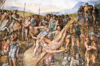Laminated Michelangelo Crucifixion of Saint Peter Fine Art Realism Artwork Michelangelo Prints Biblical Drawings Portrait Painting Wall Art Renaissance Posters Canvas Art Poster Dry Erase Sign 12x18