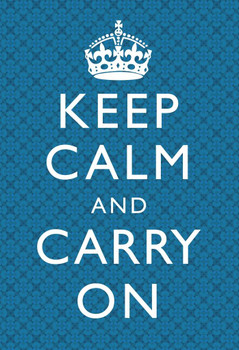 Laminated Keep Calm Carry On Motivational Inspirational WWII British Morale Blue Plaid Poster Dry Erase Sign 12x18