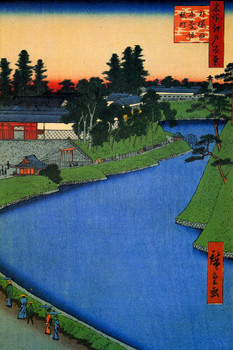 Laminated Utagawa Hiroshige Benkei Moat From SotoSakurada To Kojimachi Art Poster Dry Erase Sign 12x18