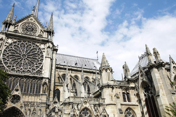 Laminated Notre Dame Rose Window Cathedral in Paris France Photo Art Print Poster Dry Erase Sign 18x12