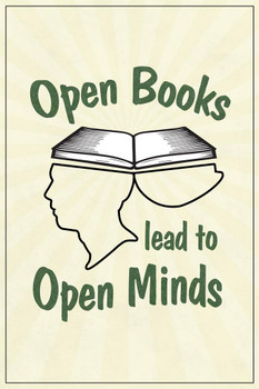 Laminated Open Books Lead To Open Minds Classroom Poster Dry Erase Sign 12x18