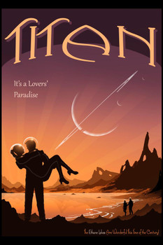 Laminated Titan A Lovers Paradise Futuristic Science Fantasy Travel Poster Dry Erase Sign 12x18