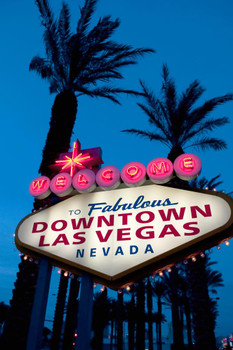 Laminated Welcome to Fabulous Downtown Las Vegas Iconic Photo Art Print Poster Dry Erase Sign 12x18