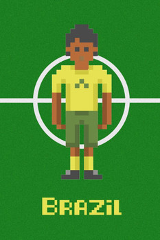 Laminated Brazil Soccer Pixel Art National Team Sports Poster Dry Erase Sign 12x18