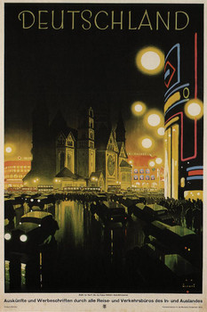 Laminated Deutschland Germany Vintage Travel Art Print Poster Dry Erase Sign 12x18