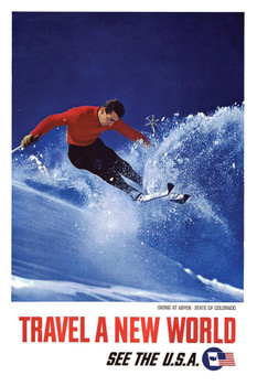 Laminated Aspen Colorado Skiing See The USA Retro Travel Art Print Poster Dry Erase Sign 12x18