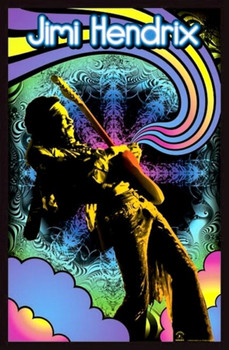 Jimi Hendrix Psychedelic Guitar Solo Music UV Black Light Blacklight Poster 24x36 inch