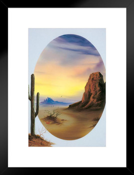 Bob Ross Desert Glow Art Print Painting Bob Ross Poster Bob Ross Collection Bob Art Paintings Happy Accidents Bob Ross Print Decor Mountains Painting Wall Art Matted Framed Art Wall Decor 20x26