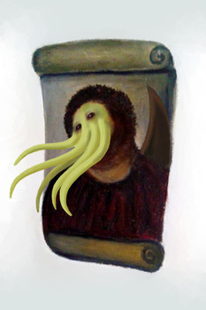 Laminated Ecce Cthulhu Painting Funny Poster Dry Erase Sign 12x18