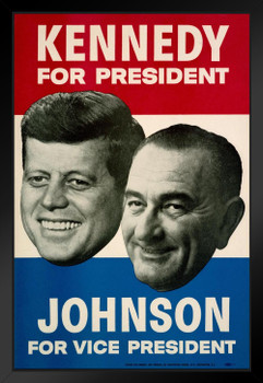 John F Kennedy Lyndon Johnson 1960 Campaign Black Wood Framed Art Poster 14x20
