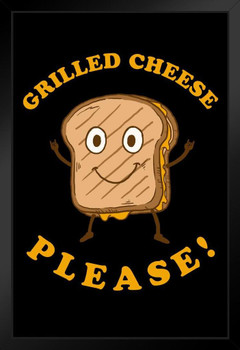 Grilled Cheese Please Funny Black Wood Framed Poster 14x20