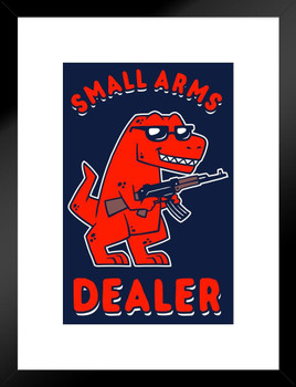 Small Arms Dealer T Rex Cartoon Funny Guns Dinosaur Pictures For Wall Dinosaur Wall Art Print Dinosaur Decor Tyrannosaurus Rex Red Matted Framed Art Wall Decor 20x26