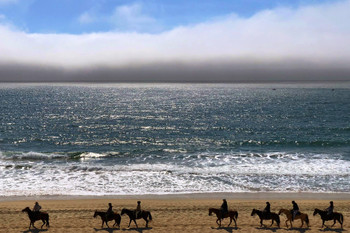 Horseback Rider Beach Half Moon Bay California Landscape Photo Cool Wall Art Print Poster 18x12