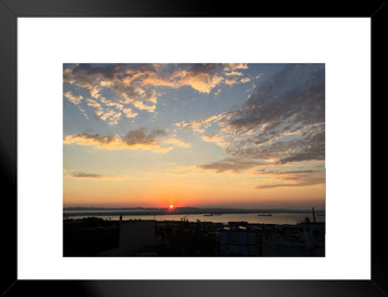 San Francisco Bay Sunrise Over Oakland Landscape Photo Matted Framed Wall Art Print 20x26 inch