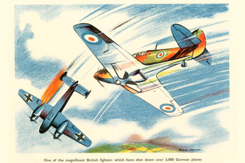 Magnificent British Fighters WPA War Propaganda Cool Huge Large Giant Poster Art 36x54