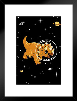 Triceratops Dinos in Space Dinosaur Decor Dinosaur Pictures For Wall Dinosaur Wall Art Prints for Walls Meteor Volcano Science Poster Art Prints for Walls Matted Framed Art Wall Decor 20x26