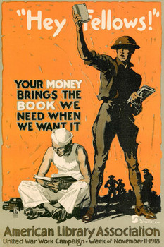 Hey Fellows Your Money Brings Books WPA War Propaganda Cool Huge Large Giant Poster Art 36x54