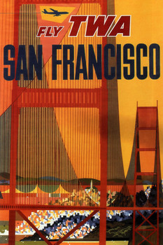 San Francisco Fly TWA Retro Travel Cool Wall Decor Art Print Poster 12x18