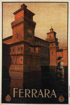 Laminated Ferrara Italy Vintage Travel Art Print Poster Dry Erase Sign 12x18