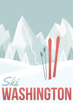 Laminated Ski Washington Retro Travel Poster Dry Erase Sign 12x18
