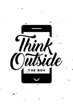 Laminated Think Outside The Box Motivational Inspirational Cell Phone Digital Age Creativity Classroom Coder Programmer Poster Dry Erase Sign 12x18