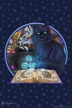 Laminated Black Cat Magic by Brigid Ashwood Fantasy Cat Poster Funny Wall Posters Kitten Posters for Wall Funny Cat Poster Inspirational Cat Poster Dark Magic Poster Dry Erase Sign 12x18