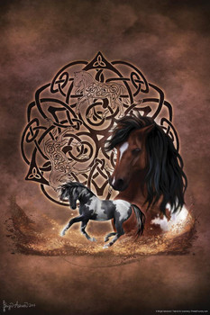 Laminated Celtic Horse by Brigid Ashwood Wild Horses Decor Galloping Horses Wall Art Horse Poster Print Poster Horse Pictures Wall Decor Running Horse Breed Poster Poster Dry Erase Sign 12x18