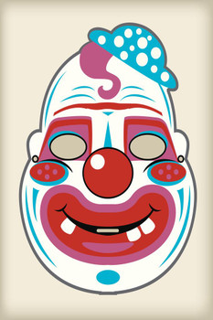 Laminated Creepy Clown Vintage Mask Costume Cutout Spooky Scary Halloween Decoration Poster Dry Erase Sign 12x18