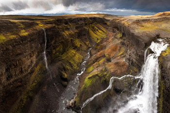 Laminated Haifoss Waterfall South Iceland Photo Art Print Poster Dry Erase Sign 18x12