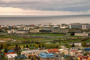 Laminated University of Iceland Reykjavik Aerial View Photo Art Print Poster Dry Erase Sign 18x12