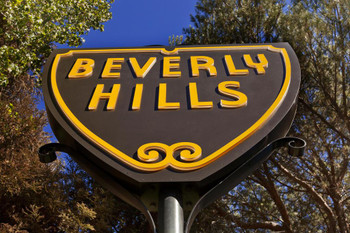 Laminated Beverly Hills California Coat of Arms Close Up Photo Art Print Poster Dry Erase Sign 18x12