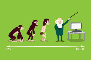 Laminated Human Evolution of Man Charles Darwin Technology Art Print Poster Dry Erase Sign 18x12
