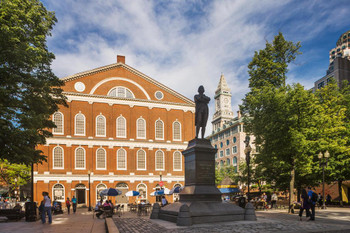 Laminated Samuel Adams Statue at Faneuil Hall Boston Photo Art Print Poster Dry Erase Sign 18x12