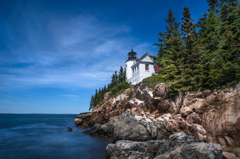 Laminated Living on the Edge Lighthouse on Coast of Maine Photo Art Print Poster Dry Erase Sign 18x12