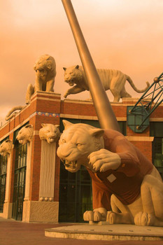 Laminated Tiger Statues Comerica Park Detroit Michigan Photo Art Print Poster Dry Erase Sign 18x12