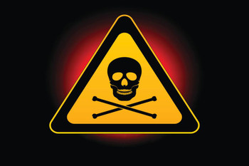 Laminated Danger with Skull and Crossbones Warning Poster Dry Erase Sign 18x12