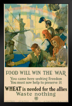 WPA War Propaganda Food Will Win The War Wheat is Needed For The Allies Black Wood Framed Art Poster 14x20