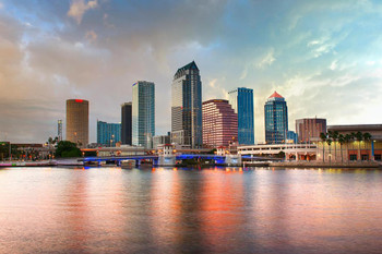 Laminated Downtown Tampa Florida Urban Skyline Cityscape Photo Art Print Poster Dry Erase Sign 18x12